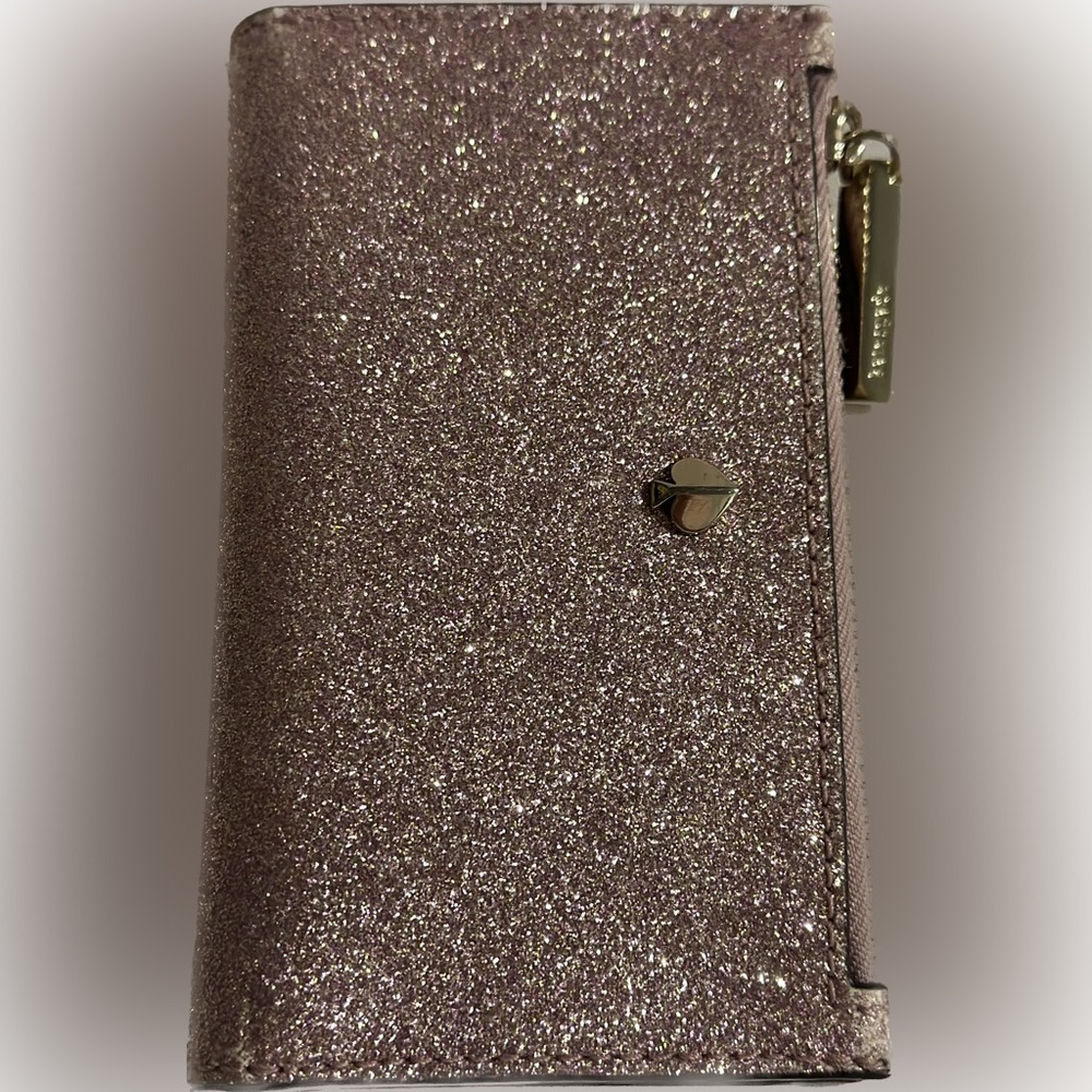 Kate Spade Rose Gold Glitter Small Bifold Wallet Excellent New Condition